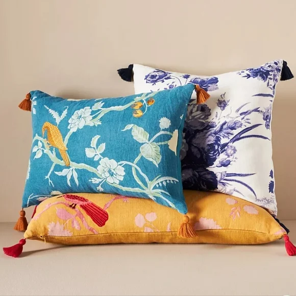 Anthropologie Tassled Perla Bird Pillow - Turquoise - Picture 4 of 14
